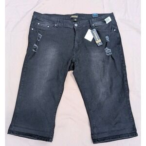 Y2K NWT Capri Jeans Women's 22W Pull On High Rise Soft Stretch Black baggy